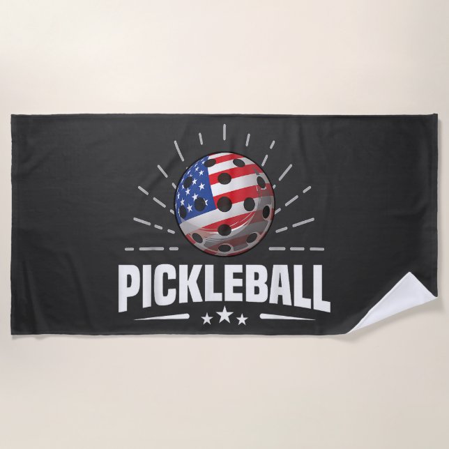 US American Flag Pickleball Player Strandtuch (Vorderseite)