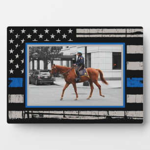 US American Flag Police Officer Thin Blue Line Fotoplatte