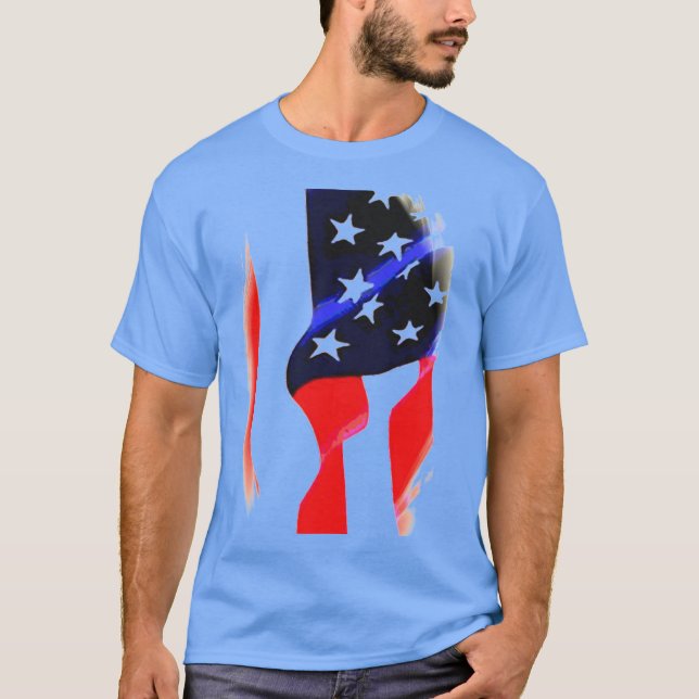 US American Flag Pop Art Blue T-Shirt (Vorderseite)