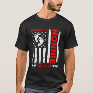 Us American Flag Promoted To Nonnie 2024 Mother'S  T-Shirt