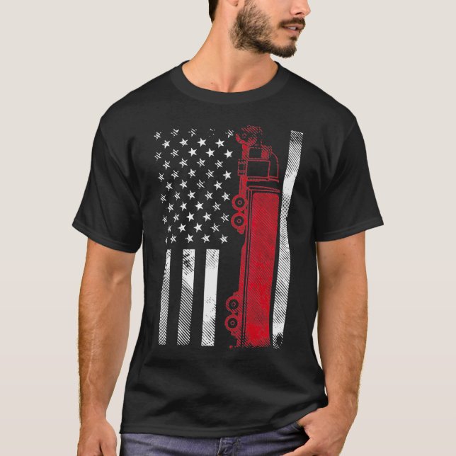 US American Flag Semi Truck Driver 18 Wheeler T-Shirt (Vorderseite)