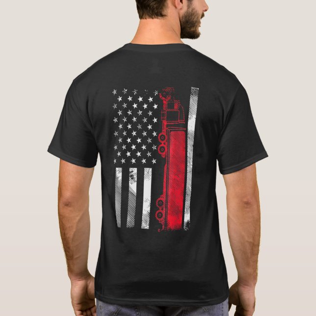 US American Flag Semi Truck Driver 18 Wheeler Truc T-Shirt (Rückseite)