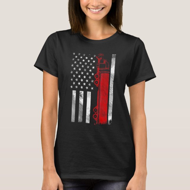 US American Flag Semi Truck Driver 18 Wheeler Truc T-Shirt (Vorderseite)