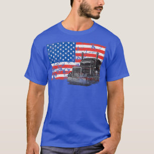 US American Flag Semi Truck Wheeler Trucker T-Shirt