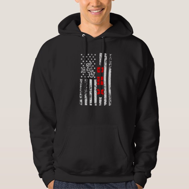 US American Flag Sports Patriotic BMX Premium Hoodie (Vorderseite)