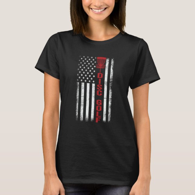 US American Flag Sports Patriotic Disc Golf T-Shirt (Vorderseite)