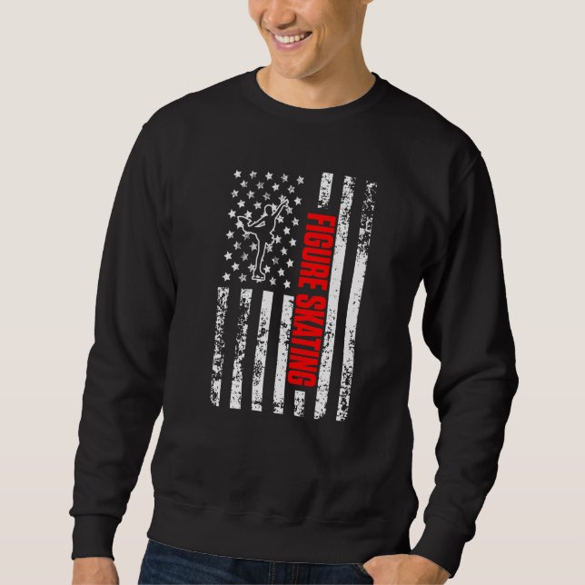US American Flag Sports Patriotic Figure Skating P Sweatshirt (Vorderseite)