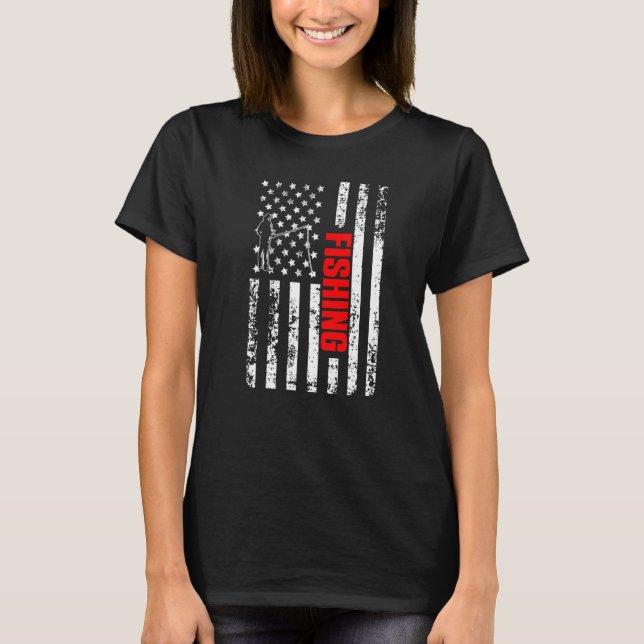 US American Flag Sports Patriotic Fishing Premium T-Shirt (Vorderseite)