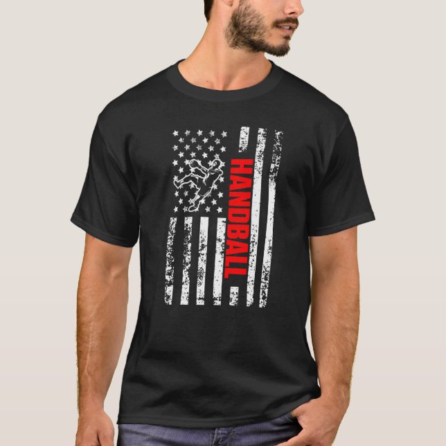 US American Flag Sports Patriotic Handball Premium T-Shirt (Vorderseite)
