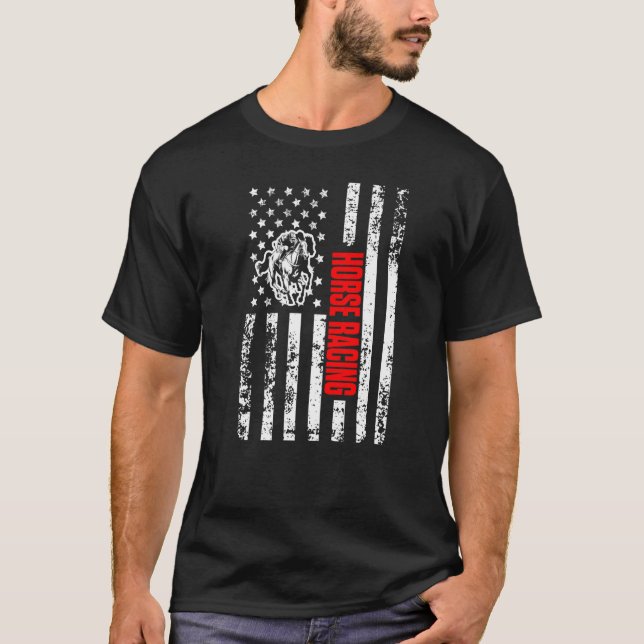 US American Flag Sports Patriotic Horse Racing Pre T-Shirt (Vorderseite)