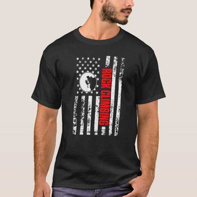 US American Flag Sports Patriotic Rock Climbing Pr T-Shirt (Vorderseite)