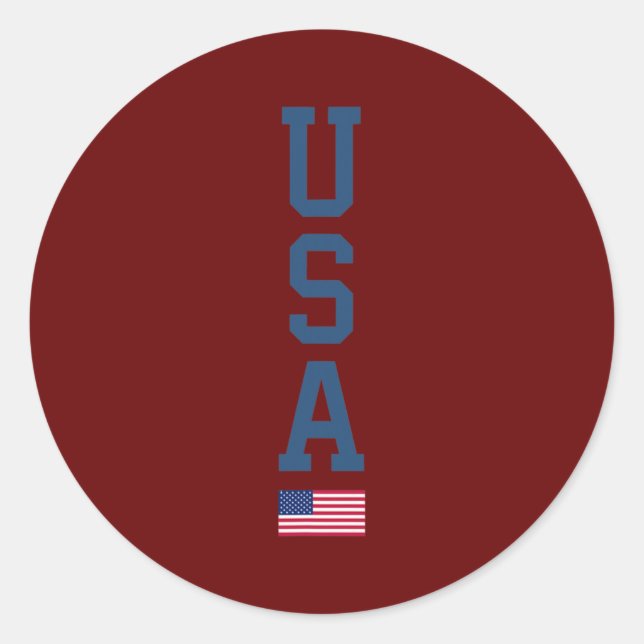 US American Flag Vertical Text Patriotic 4. Runder Aufkleber (Vorderseite)