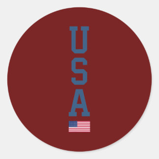 US American Flag Vertical Text Patriotic 4. Runder Aufkleber