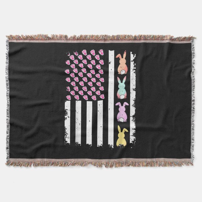 US American Flag with Bunny for Easter Day Decke (Vorderseite)