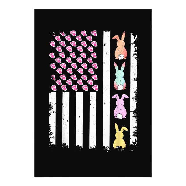 US American Flag with Bunny for Easter Day Fotodruck (Vorne)
