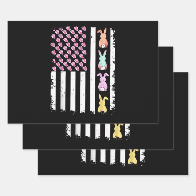 US American Flag with Bunny for Easter Day Geschenkpapier Set (Set)