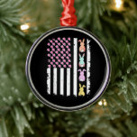 US American Flag with Bunny for Easter Day Ornament Aus Metall<br><div class="desc">US American Flag with Bunny for Easter Day</div>