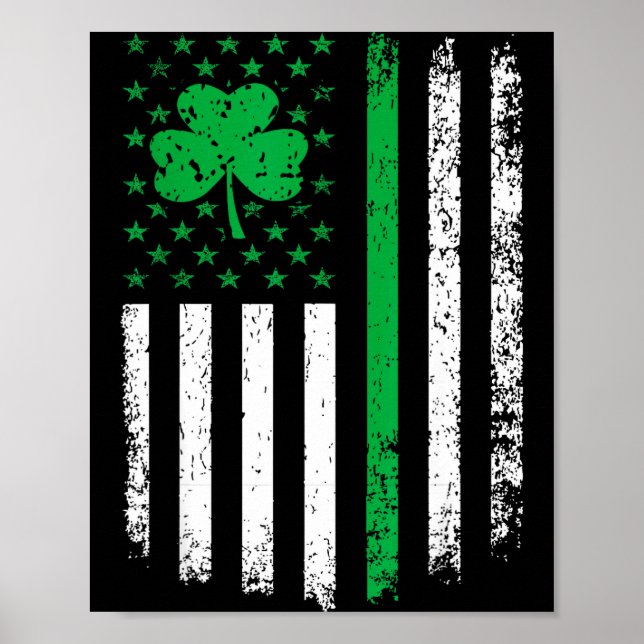 Us american flag with shamrocks for st patricks da poster (Vorne)