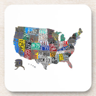 US American United Staaten Map Flag License Plate Getränkeuntersetzer