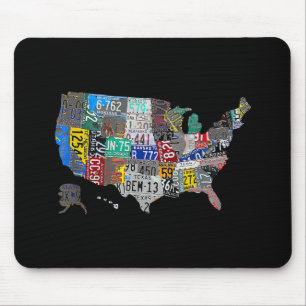 US American United Staaten Map Flag License Plate Mousepad