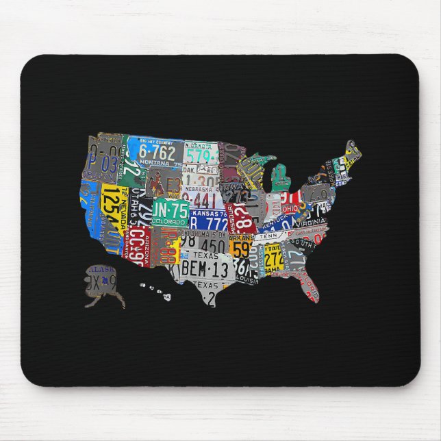US American United Staaten Map Flag License Plate Mousepad (Vorne)