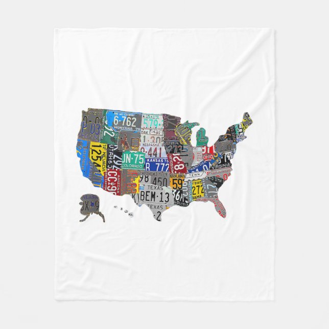 US American United Staaten Map Flag Lizenzschild A Fleecedecke (Vorderseite)