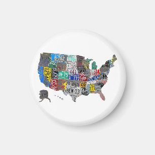 US American United Staaten Map Flag Lizenzschild A Magnet