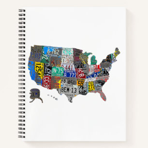 US American United Staaten Map Flag Lizenzschild A Notizbuch