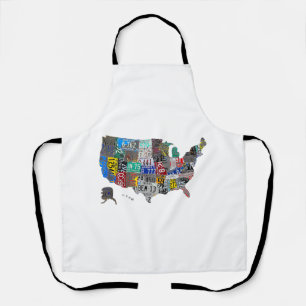 US American United Staaten Map Flag Lizenzschild A Schürze