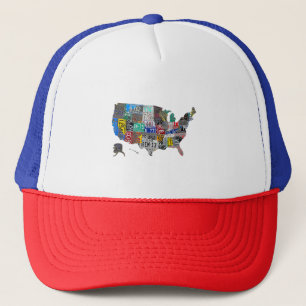 US American United Staaten Map Flag Lizenzschild A Truckerkappe