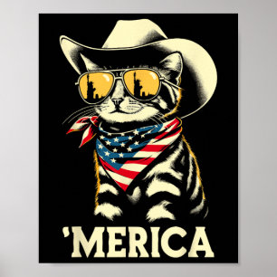 US Amerika Katze 4. Juli Männer Frauen Kinder Funn Poster