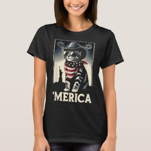 US Amerika Katze 4. Juli Männer Frauen Kinder Funn T-Shirt
