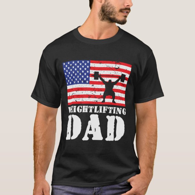 US-Amerikanisch bedrückte Flagge Gewicht Vater Män T-Shirt (Vorderseite)