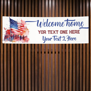 US-amerikanische Fahnenträger begrüßen Zuhause-Ban Banner