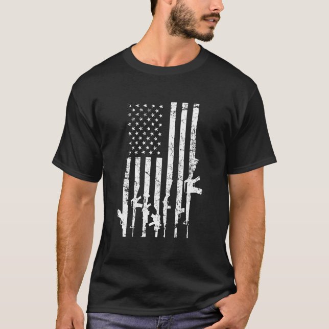 US-amerikanische Flag Guns Pro Gun 2nd admin auf d T-Shirt (Vorderseite)