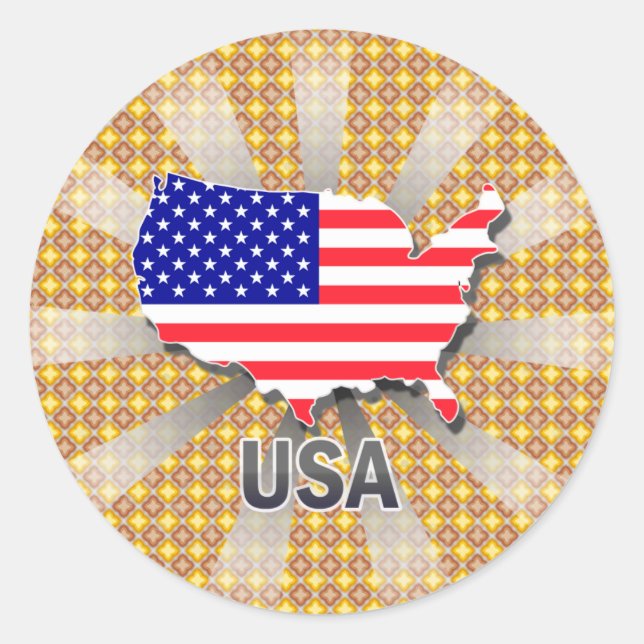 US-amerikanische Flag-Karte 2.0 Runder Aufkleber (Vorderseite)