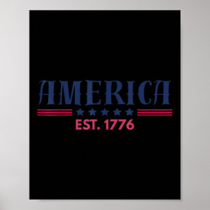 Us Amerikanische Flagge 4. Juli Est 1776 Patriotis Poster
