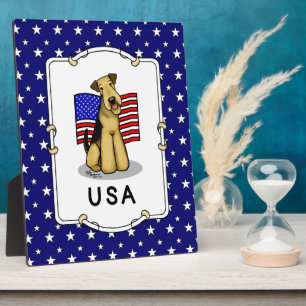 US-amerikanische Flagge Airedale Terrier Dog - Nie Fotoplatte