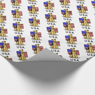 US-amerikanische Flagge Airedale Terrier Dog - Nie Geschenkpapier
