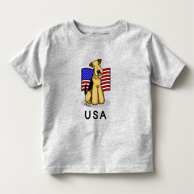 US-amerikanische Flagge Airedale Terrier Dog - Nie Kleinkind T-shirt (Vorderseite)