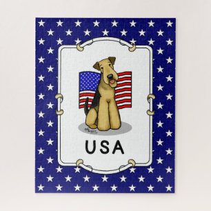 US-amerikanische Flagge Airedale Terrier Dog - Nie Puzzle
