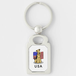 US-amerikanische Flagge Airedale Terrier Dog - Nie Schlüsselanhänger