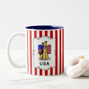 US-amerikanische Flagge Airedale Terrier Dog - Nie Zweifarbige Tasse