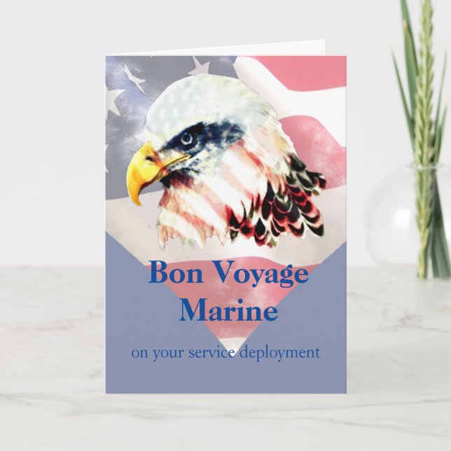 US-amerikanische Flagge Bald Eagle Bon Voyage Mari Karte (Vorderseite)
