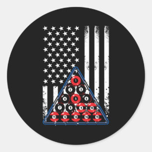 US-amerikanische Flagge Billiard Pool Player 4. Ju Runder Aufkleber
