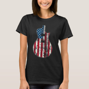 US-amerikanische Flagge Gitarre Musiker abgenutzt  T-Shirt