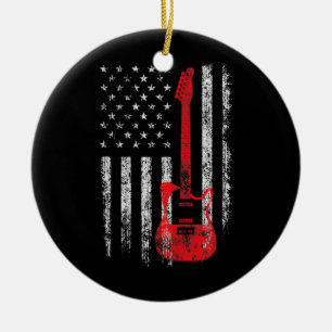 US-amerikanische Flagge Gitarre Musiker Distressed Keramik Ornament