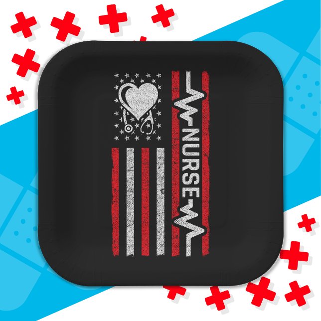 US-amerikanische Flagge Hero Herzkrankenaufwertung Pappteller (Von Creator hochgeladen)