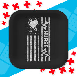 US-amerikanische Flagge Hero Herzkrankenaufwertung Pappteller