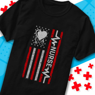 US-amerikanische Flagge Hero Herzkrankenaufwertung T-Shirt